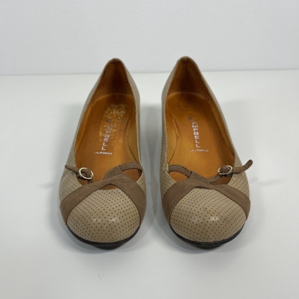 Jeffrey Campbell Vintage Havana‎ Low Wedges Size 8 Almond Toe Tan Brown Leather